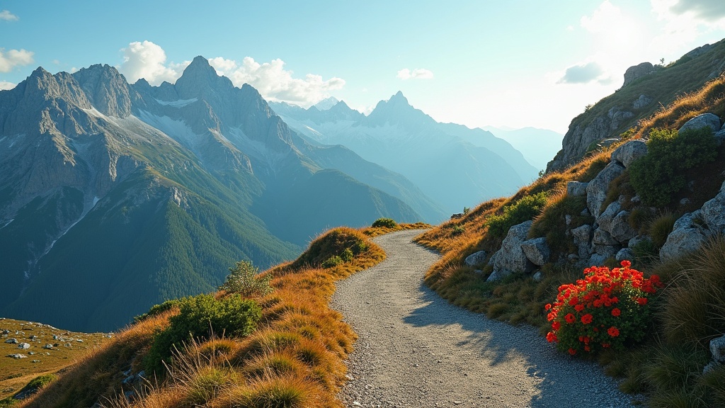 vision driven fitness path through mountain landscape